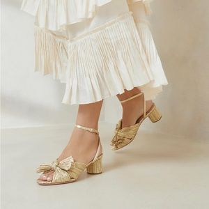 Loeffer Randall Dahlia Gold Pleated Bow Heel